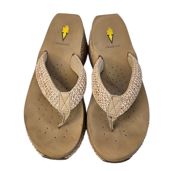 Volatile Womens Island Wedge Thong Sandals, Platform, Y2K, Size 9 - Picture 4 of 9